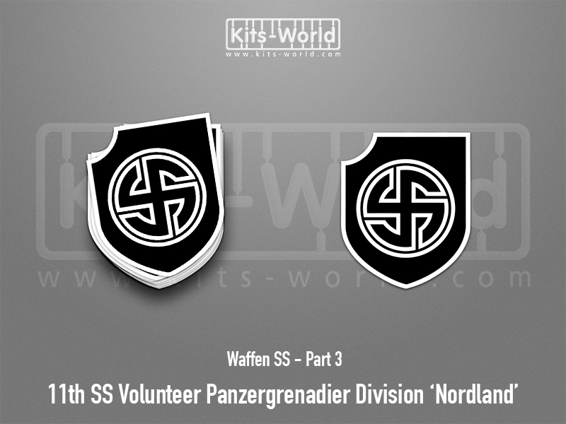 Kitsworld SAV Sticker - Waffen SS - 11th SS Volunteer Panzergrenadier Division 'Nordland W:83mm x H:100mm 
